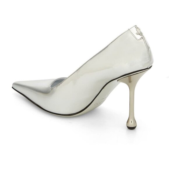 Jimmy Choo IXIA 95MM Mirrored Silver Metallic Leather Pointed Toe Heel Pumps - Picture 11 of 13